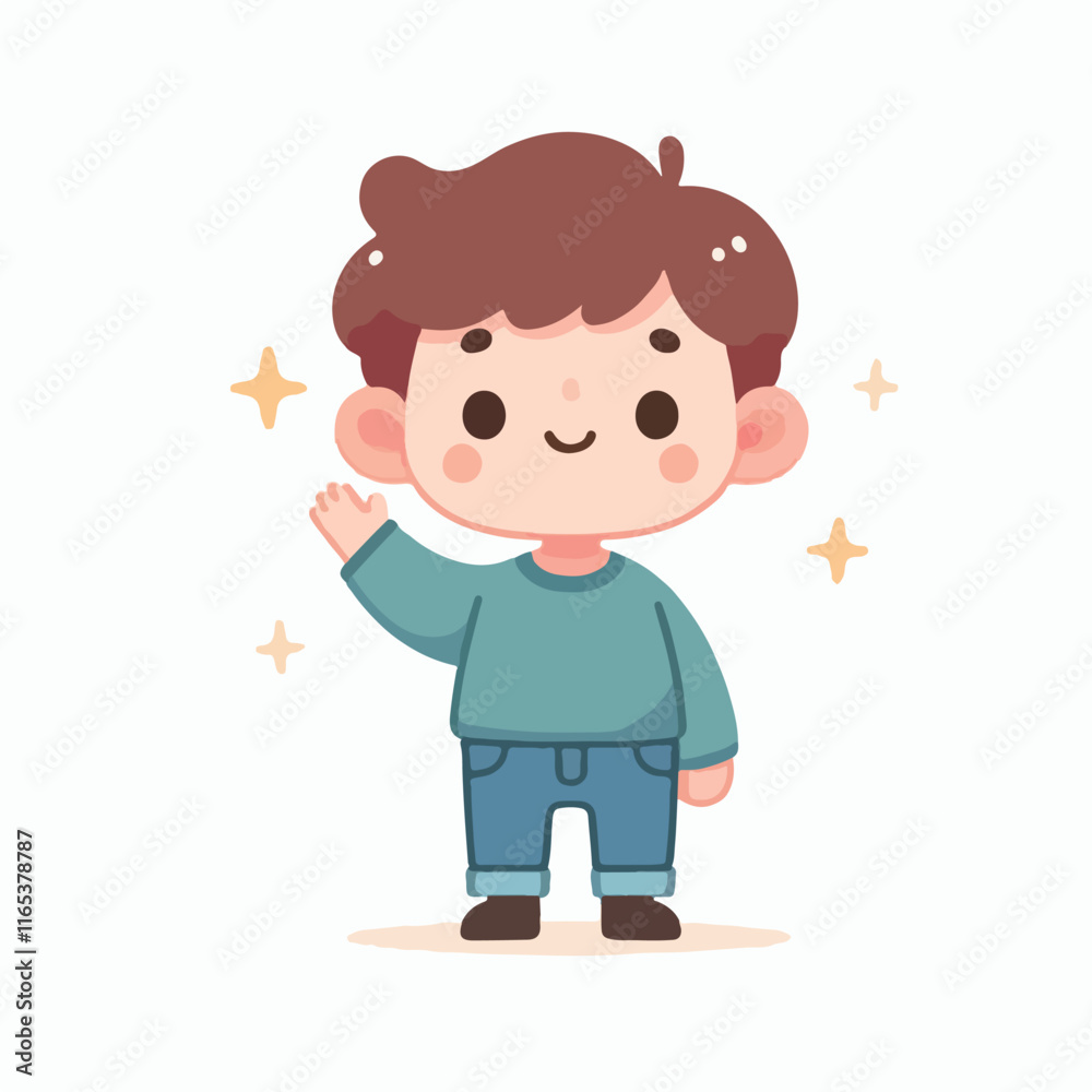 vector image of little boy waving vector image of little boy waving