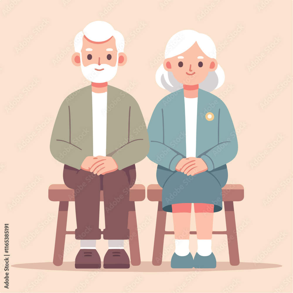 vector image of grandfather and grandmother sitting on chairs vector image of grandfather and grandmother sitting on chairs
