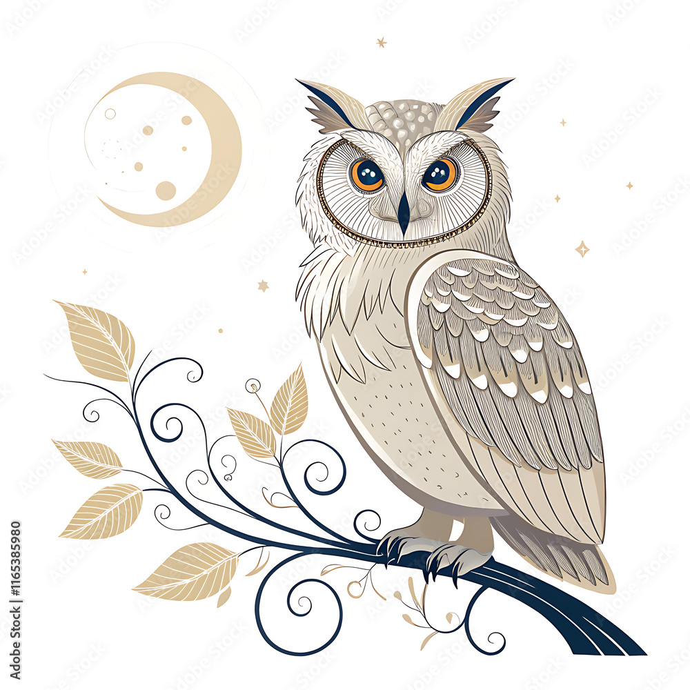 Obraz premium An elegant owl silhouette icon set against a clean white backdrop.