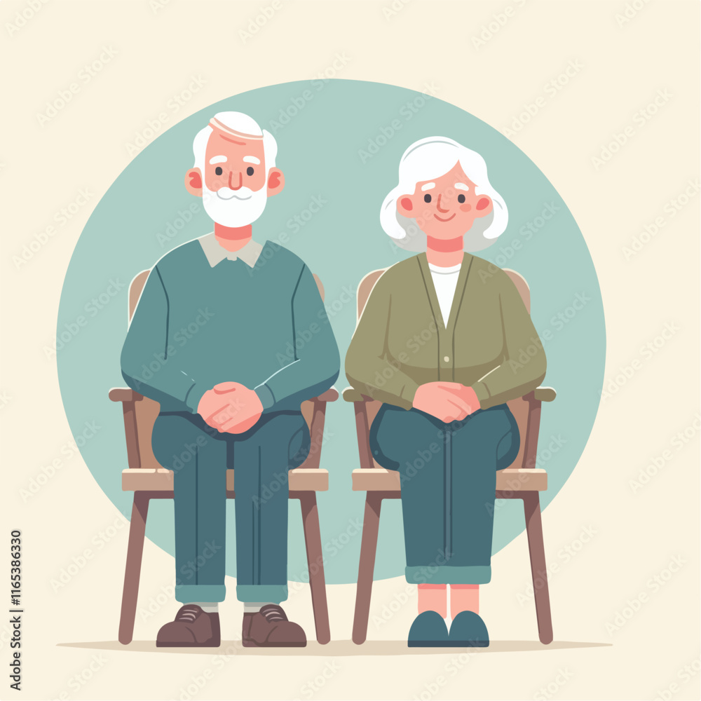 vector image of grandfather and grandmother sitting on chairs vector image of grandfather and grandmother sitting on chairs