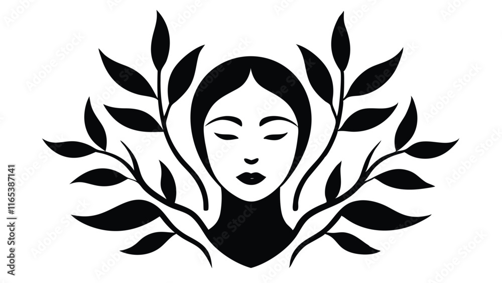 Face Intertwined with Leaves and Vines Face Intertwined with Leaves and Vines