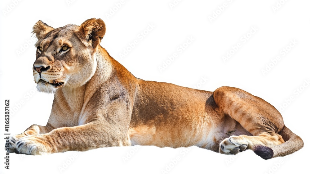 Fototapeta premium female lion. female lion on white background. animal
