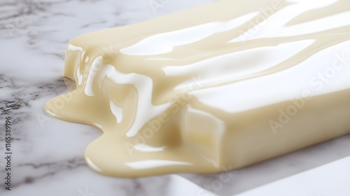 Melted White Chocolate Bar On Marble Surface