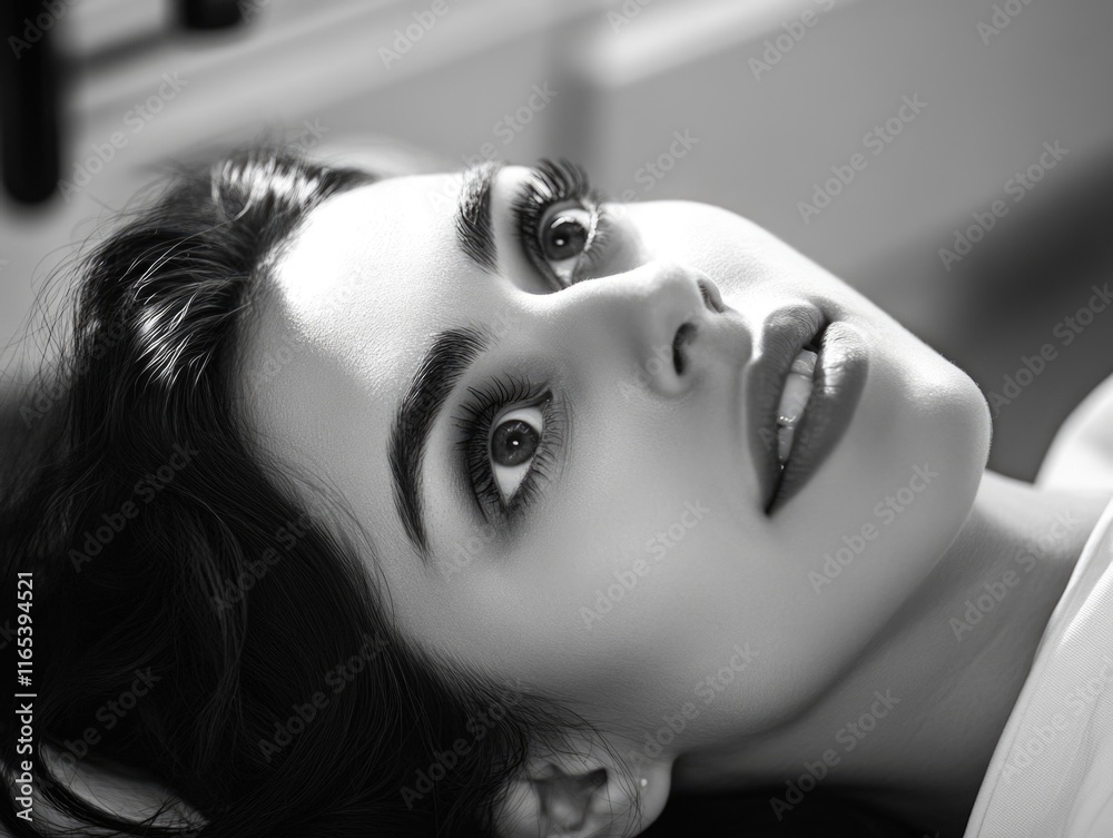 Naklejka premium Black and White Portrait of Woman