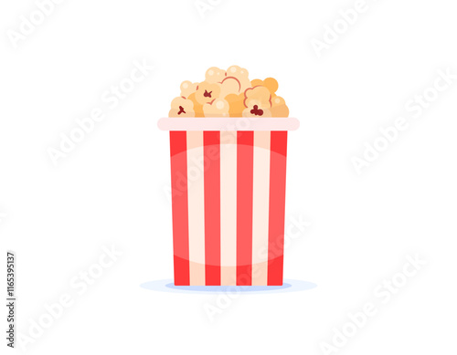 illustration of a popcorn. paper cup or paper box containing popcorn. food and corn. flat style design. elements