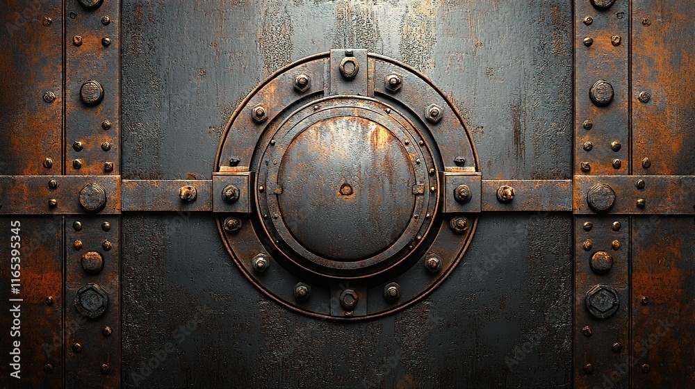 Fototapeta premium Textured Steel Plate with Rust and Vintage Metallic Features