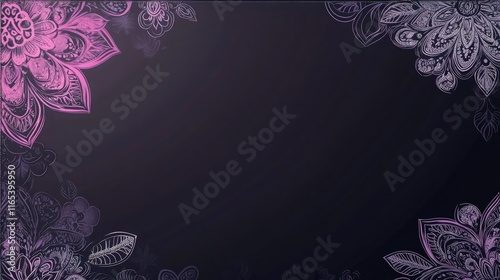 purple banner with mandala ornament and copy space on a dark background, vector illustration design in a pink and purple color tone.  photo