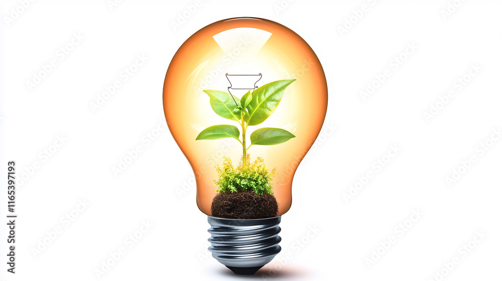 light bulb with plant