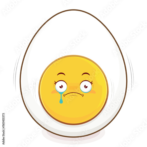 egg boiled scared face cartoon cute