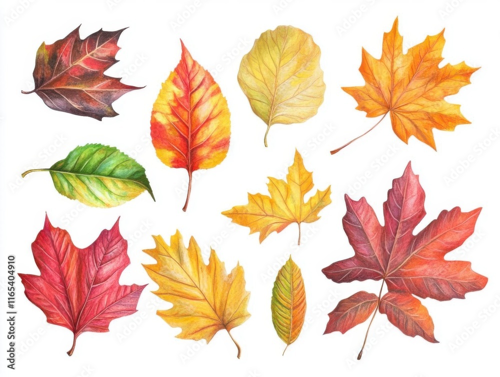 Watercolor Autumn Leaves - A Collection of Fall Foliage Watercolor Autumn Leaves - A Collection of Fall Foliage