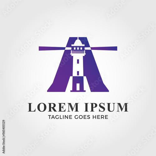 Lighthouse blended with initial letter A logo