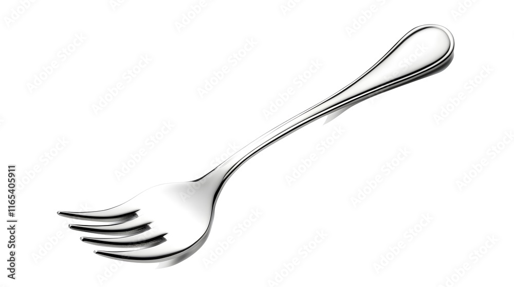 Elegant Silver Three Tined Serving Fork Isolated Elegant Silver Three Tined Serving Fork Isolated