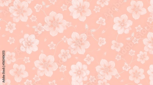 Peach Blossom Floral Seamless Pattern