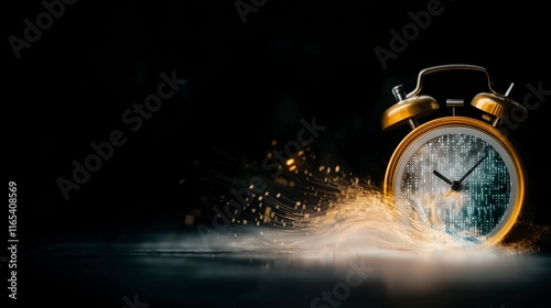 Futuristic Clock  Digital Time  Data Flow  Abstract Speed  Technology Background