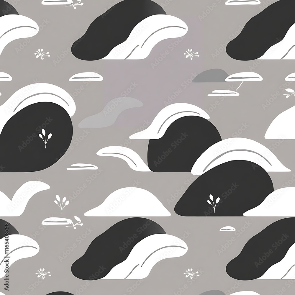 Obraz premium Abstract Cloud Pattern: Monochrome Seamless Design