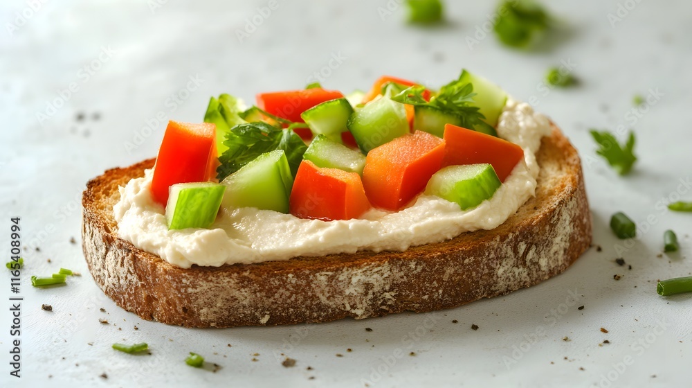 Delicious Vegetable Toasted Bread With Cream Cheese Topping Delicious Vegetable Toasted Bread With Cream Cheese Topping