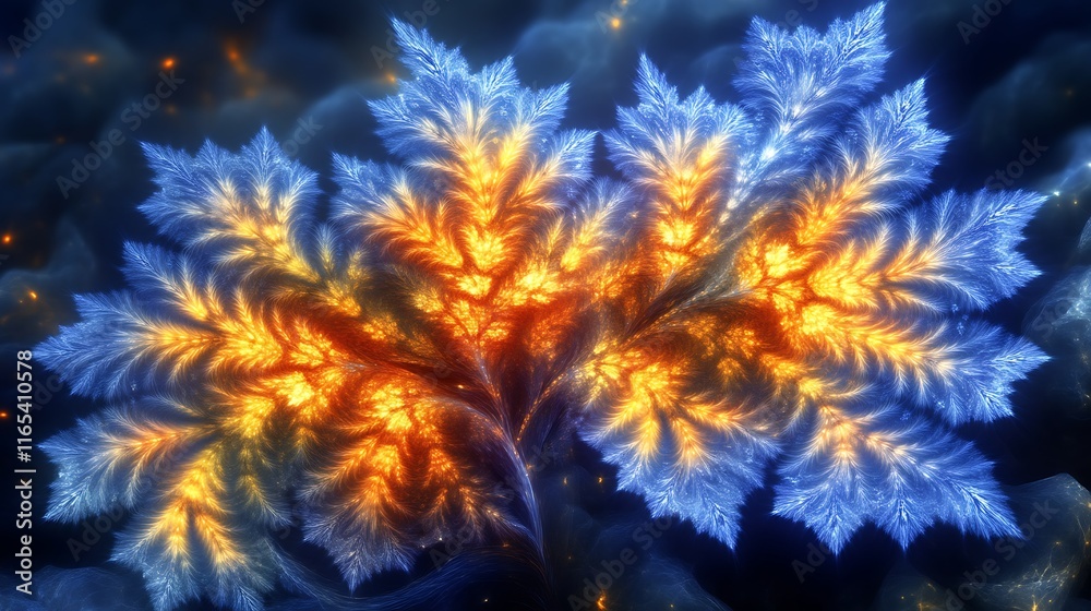 Abstract fiery blue and orange fractal artwork Abstract fiery blue and orange fractal artwork