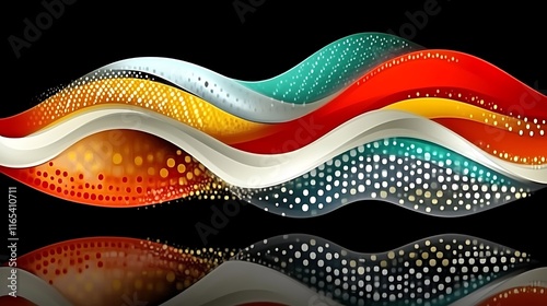 Abstract Colorful Waves with Sparkling Dots Design