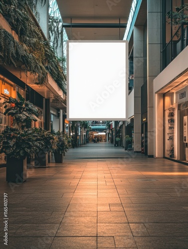 Empty shopping mall with greenery photo