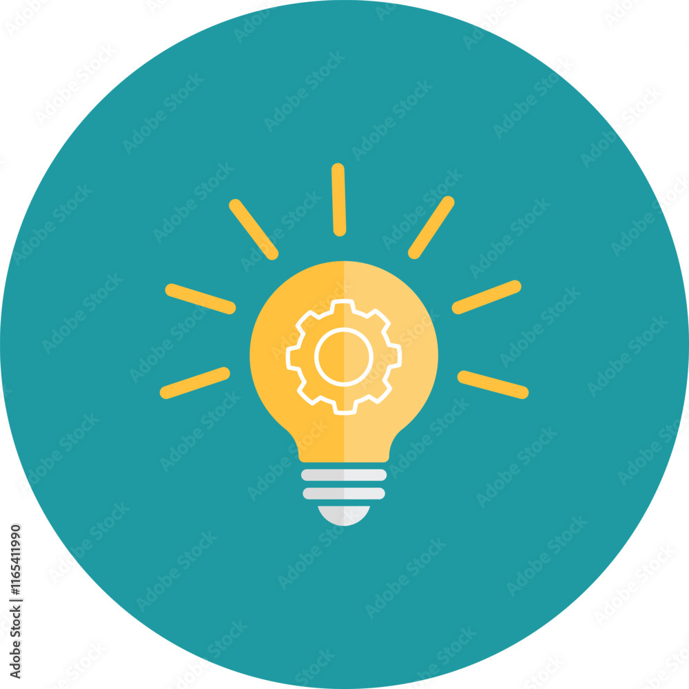 Light bulb symbol with gear icon inside