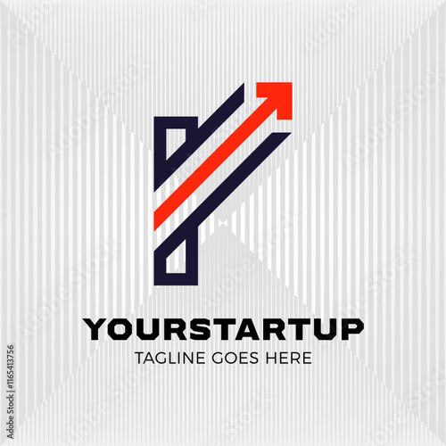 Arrow blended with initial letter I logo. modern tech logo business