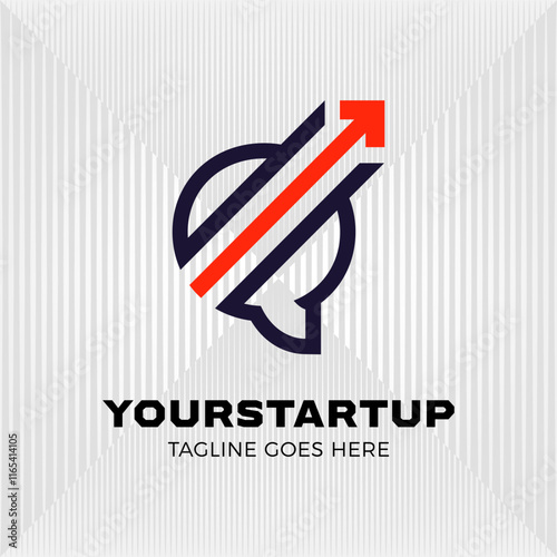 Arrow blended with initial letter Q logo. modern tech logo business