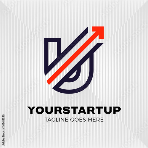 Arrow blended with initial letter U logo. modern tech logo business