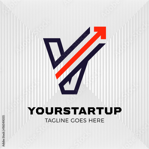 Arrow blended with initial letter V logo. modern tech logo business