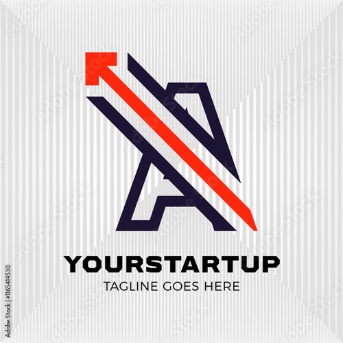 Arrow blended with initial letter A logo. modern tech logo business