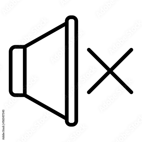 Volume Mute Vector Line Icon Design