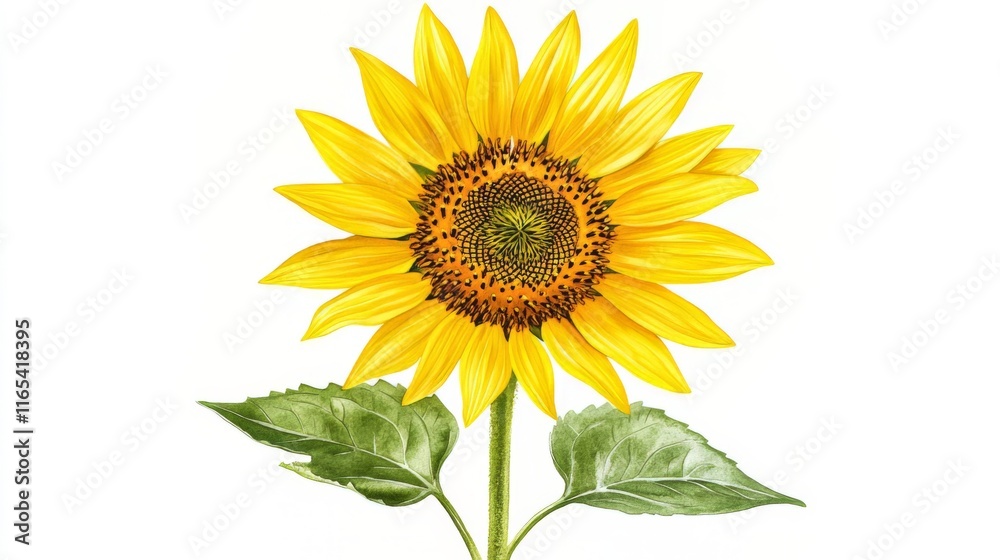 Fototapeta premium Stunning Watercolor Sunflower Illustration: Vibrant Floral Still Life