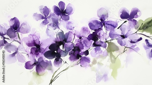 Purple Watercolor Floral Painting: Delicate Blossom of Nature's Beauty