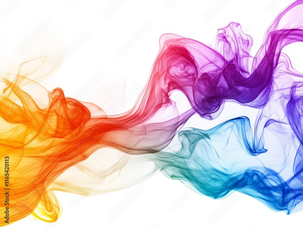 Colorful smoke waves blending in a dynamic, abstract design. Colorful smoke waves blending in a dynamic, abstract design.