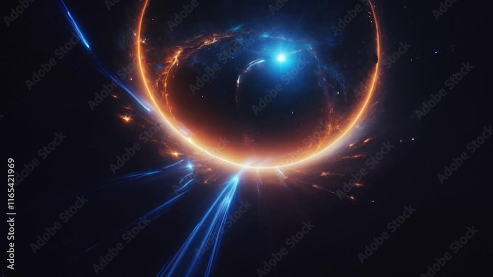 Cosmic Dance animated video. A mesmerizing celestial ballet unfolds, showcasing a vibrant orange and blue nebula with ethereal light trails dancing in the cosmic void. Cosmic Dance animated video. A mesmerizing celestial ballet unfolds, showcasing a vibrant orange and blue nebula with ethereal light trails dancing in the cosmic void.
