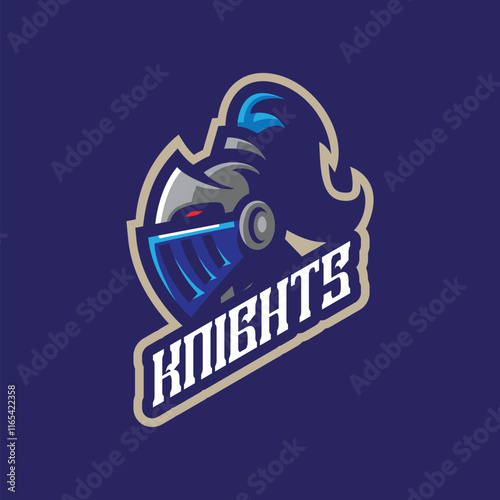 Knight mascot logo design with modern illustration concept style for badge, emblem and t shirt printing. Knight head illustration.