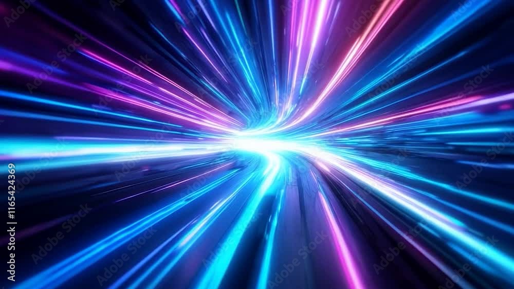 Animated video Hyperspace jump neon path of light