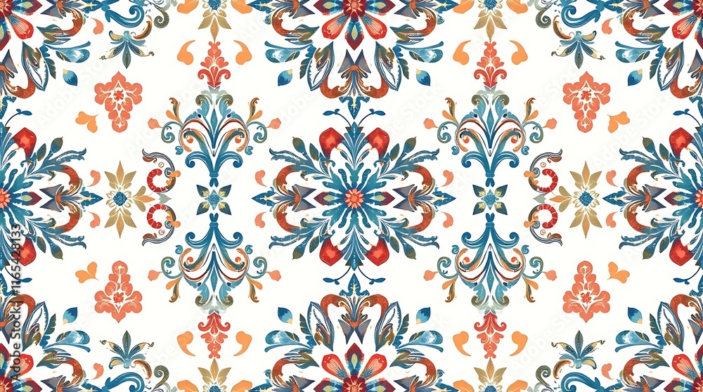 Vibrant Floral Damask Seamless Pattern Vibrant Floral Damask Seamless Pattern