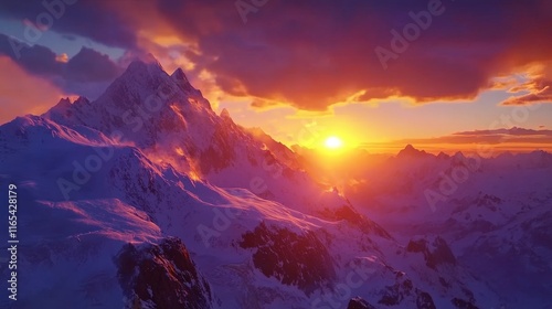 Twilight over Majestic Peaks - Generative AI