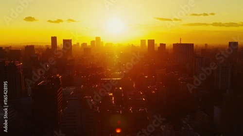 Cityscape Sun Reflection - Generative AI