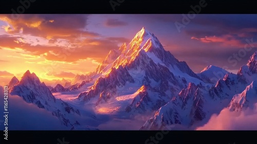 Twilight over Majestic Peaks - Generative AI