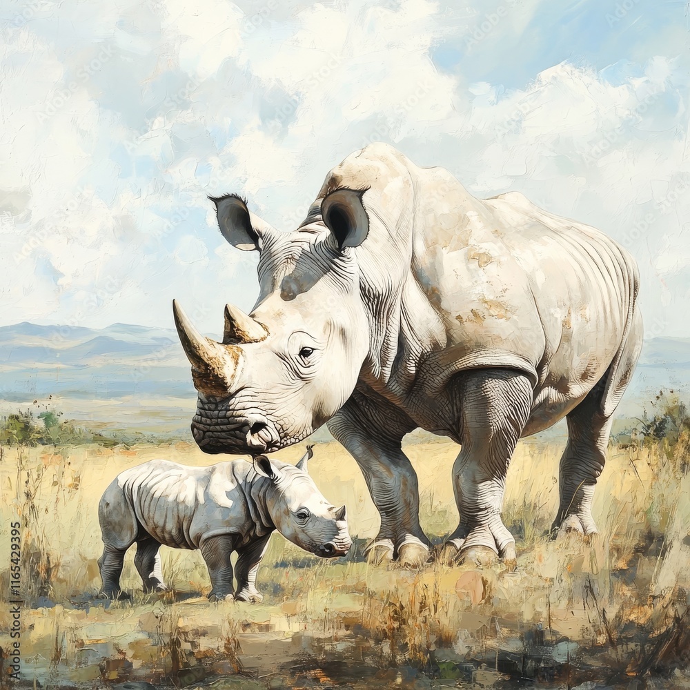 Fototapeta premium Lake Nakuru's rhino pair