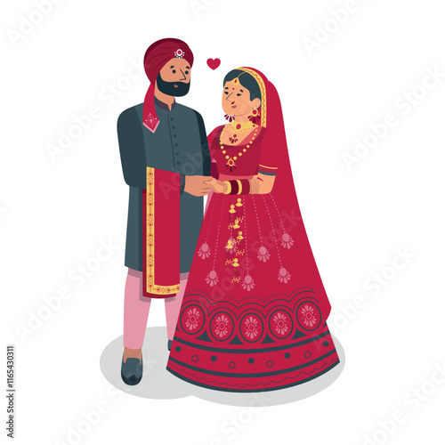 Cute Wedding Couple Character Illustration 