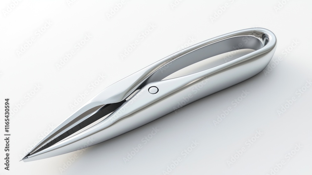 Sleek silver scissors designed for precision cutting tasks. Sleek silver scissors designed for precision cutting tasks.