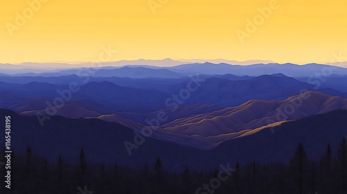 Serene Sunset Over Blue Mountain Ranges