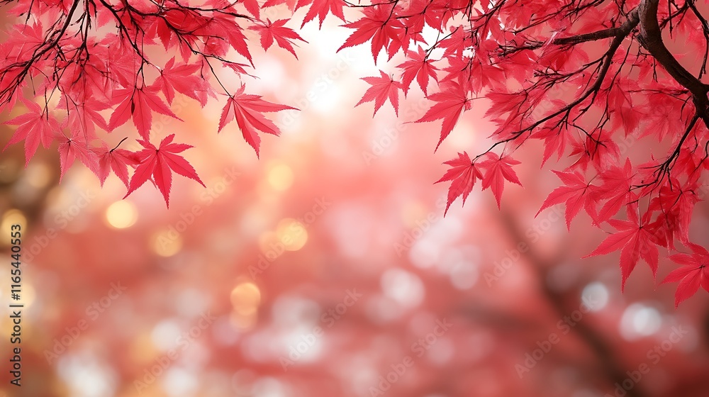 Vivid Red Maple Leaves Autumnal Branch Display Vivid Red Maple Leaves Autumnal Branch Display