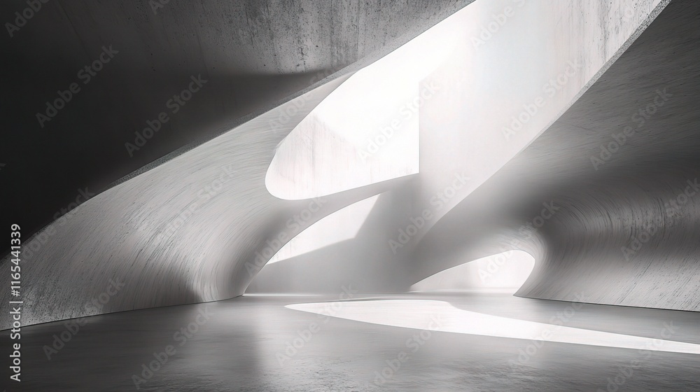 Modern Abstract Concrete Room with Dramatic Lighting Effects Modern Abstract Concrete Room with Dramatic Lighting Effects