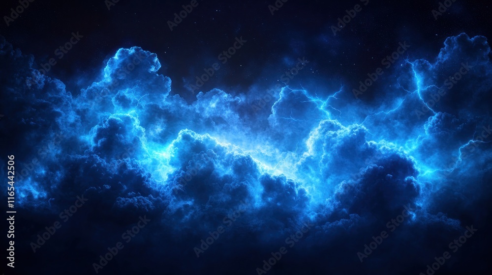 Electric blue cloudscapes at night. Electric blue cloudscapes at night.