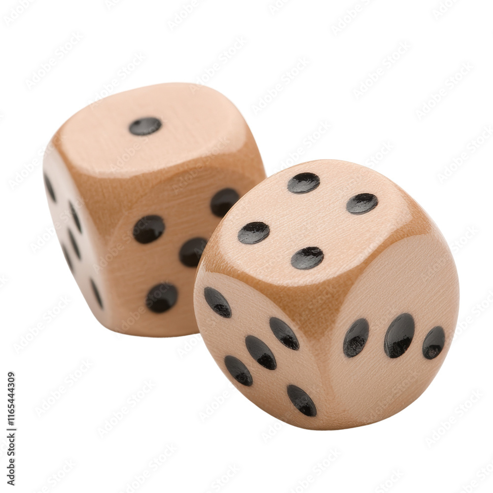 Wooden dice with black dots, perfect for games and activities. These classic gaming pieces add touch of nostalgia and fun to any game night Wooden dice with black dots, perfect for games and activities. These classic gaming pieces add touch of nostalgia and fun to any game night