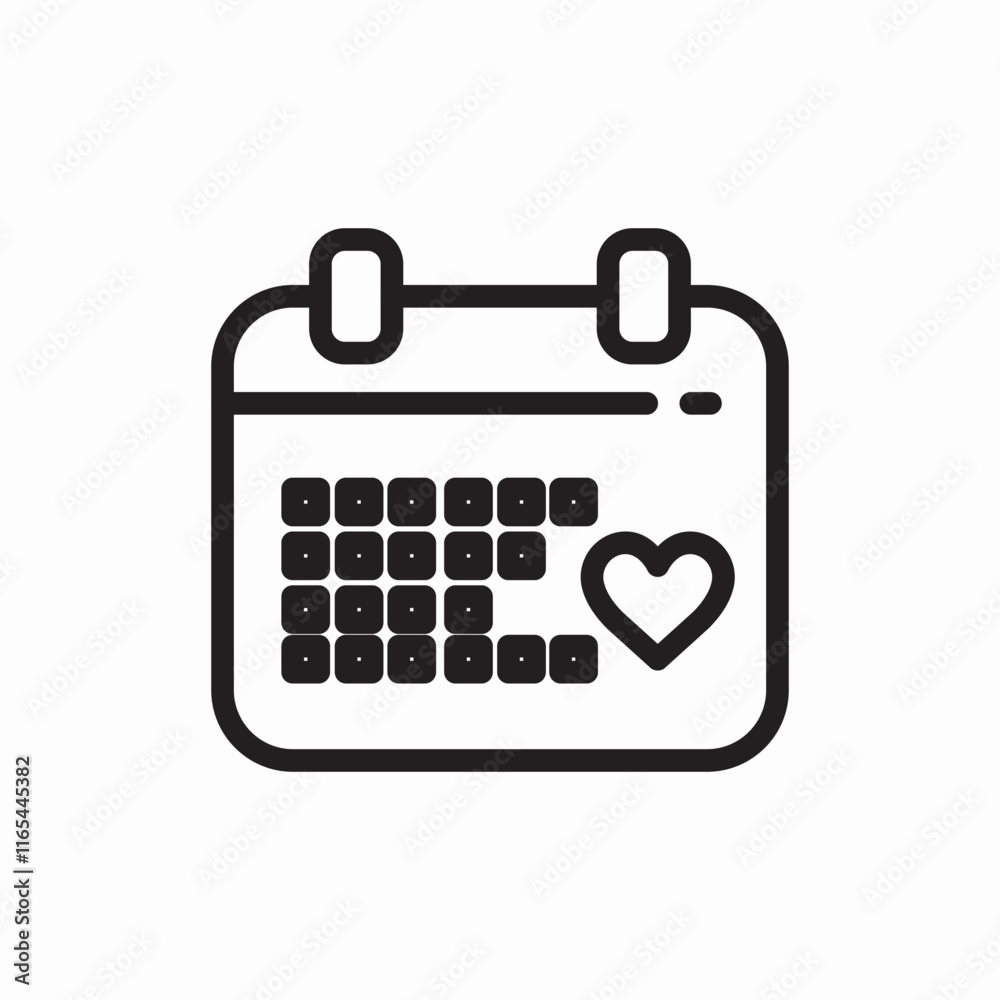 Love calendar romantic date icon vector sign
Love calendar romantic date icon vector sign
