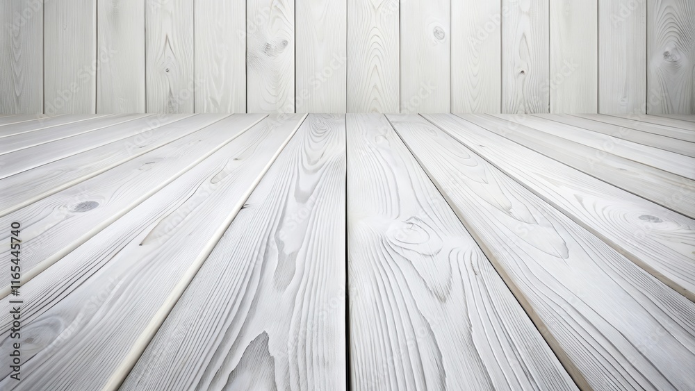 Obraz premium White Painted Wood Floor and Wall Background for Product Display